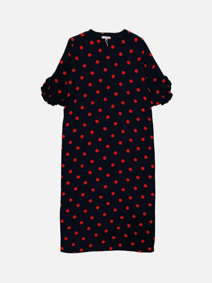 Pre - loved GANNI Black w/ Red Polka Dot Midi Dress US6 at Reems Closet