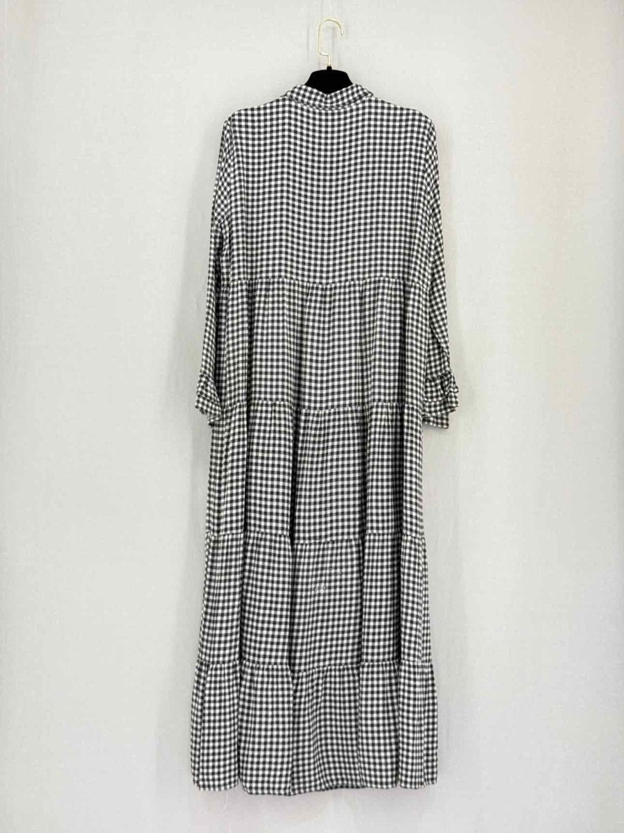 Pre-loved GANNI Black & White Gingham Size US 2 Midi Dress at Reems Closet