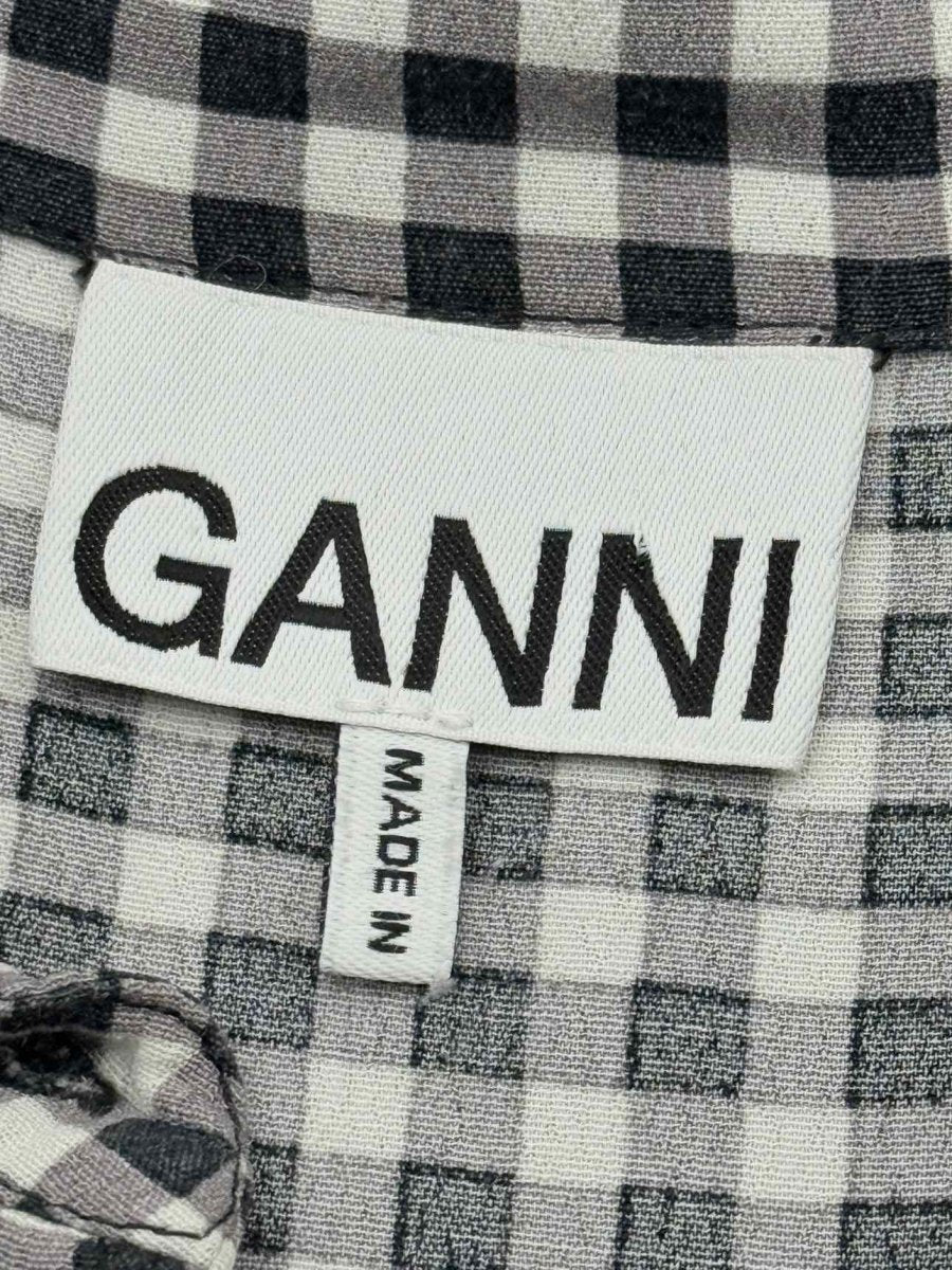 Pre-loved GANNI Black & White Gingham Size US 2 Midi Dress at Reems Closet