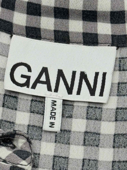 Pre-loved GANNI Black & White Gingham Size US 2 Midi Dress at Reems Closet
