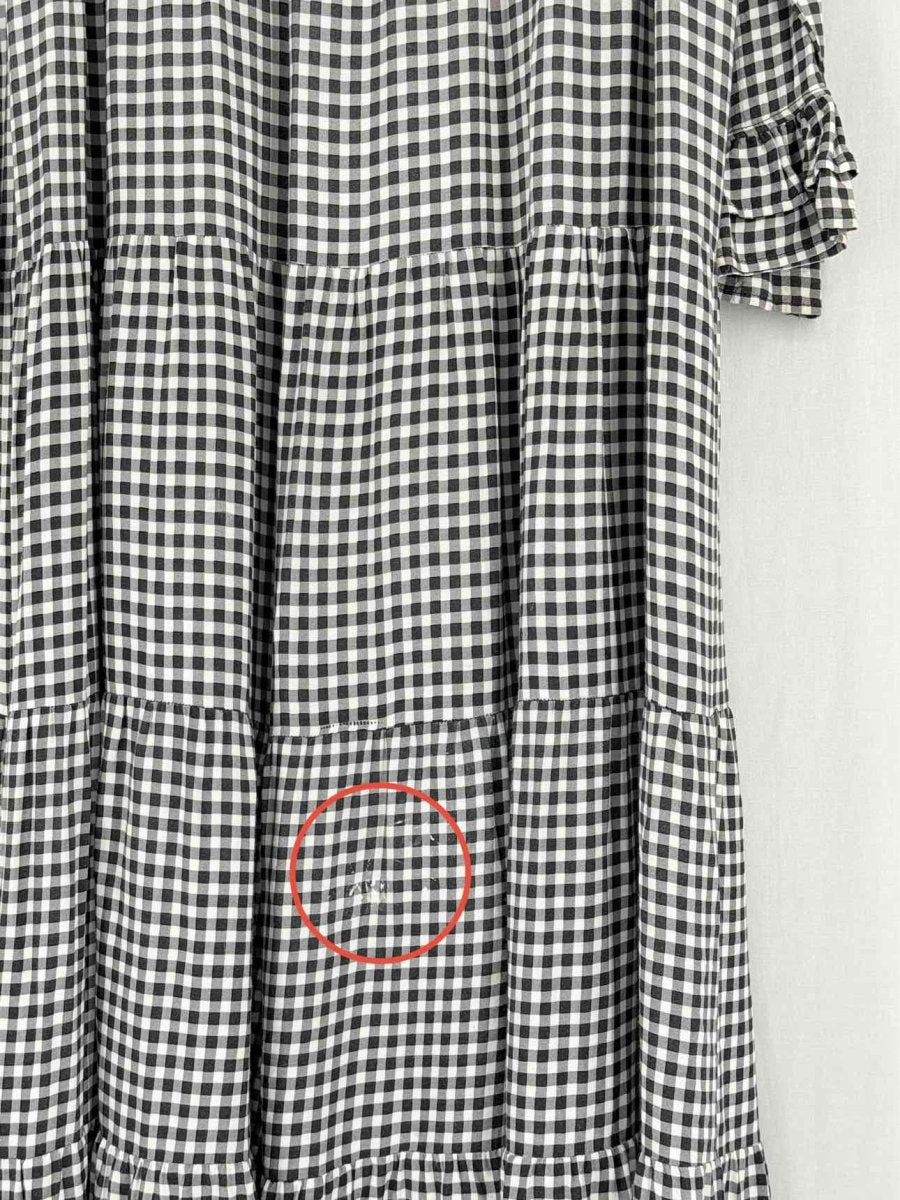 Pre-loved GANNI Black & White Gingham Size US 2 Midi Dress at Reems Closet