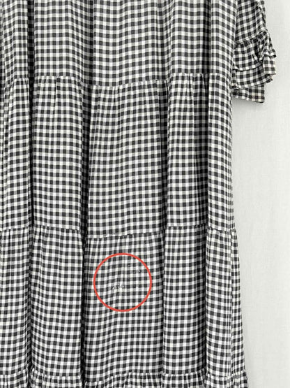 Pre-loved GANNI Black & White Gingham Size US 2 Midi Dress at Reems Closet