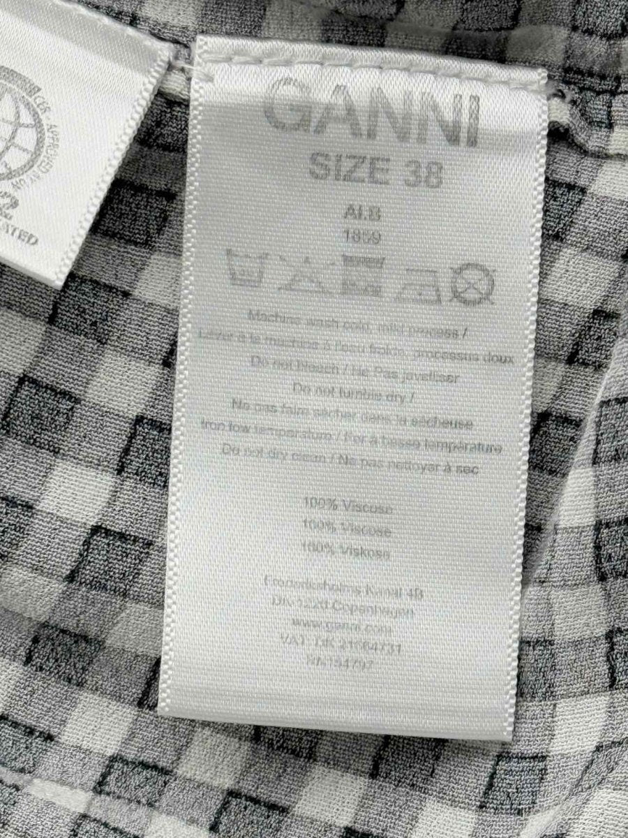 Pre-loved GANNI Black & White Gingham Size US 2 Midi Dress at Reems Closet