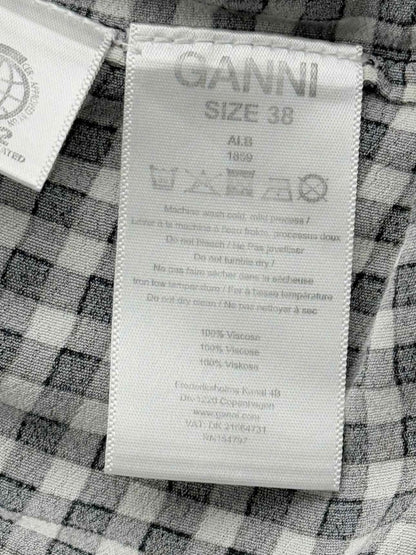 Pre-loved GANNI Black & White Gingham Size US 2 Midi Dress at Reems Closet
