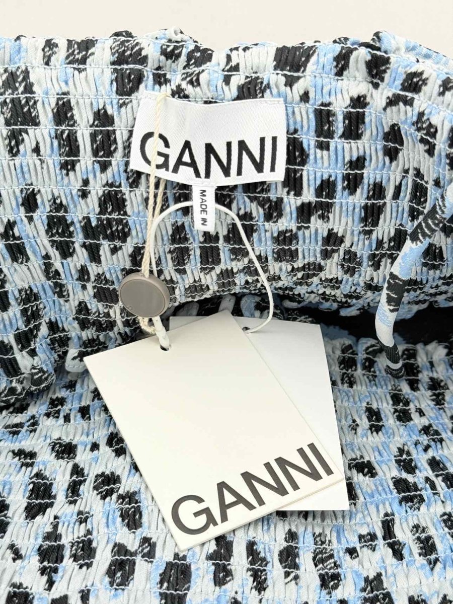 Pre - loved GANNI Blue Multicolor Size US 6 Midi Dress at Reems Closet