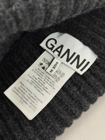 Pre - loved GANNI Grey Rib Knit Beanie at Reems Closet
