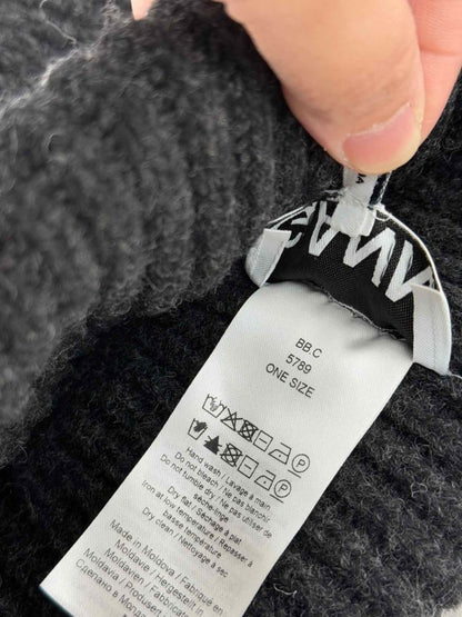 Pre - loved GANNI Grey Rib Knit Beanie at Reems Closet