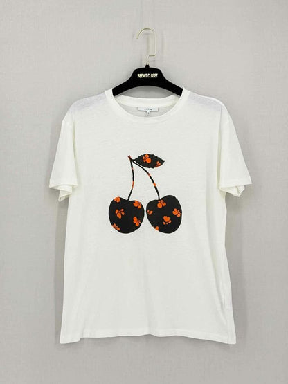 Pre-loved GANNI Harway Cherry White Multicolor Size Large T-shirt at Reems Closet