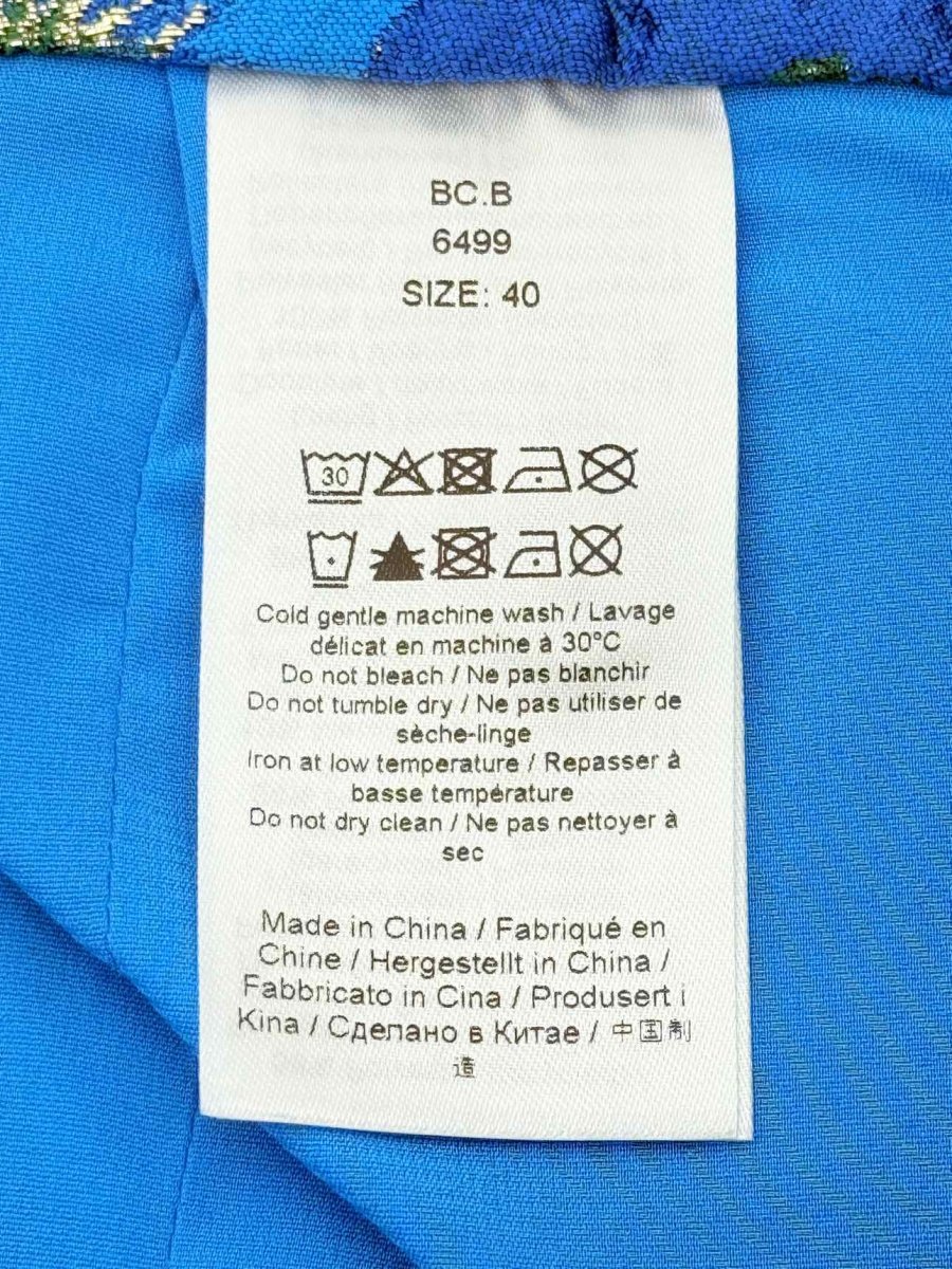 Pre - loved GANNI Metallic Blue Floral Print Size US 10 Midi Skirt at Reems Closet