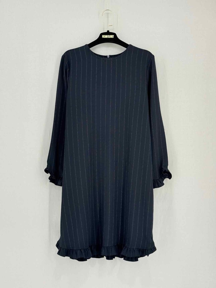 Pre-loved GANNI Navy Blue Pinstripe Size US 4 Knee Length Dress at Reems Closet