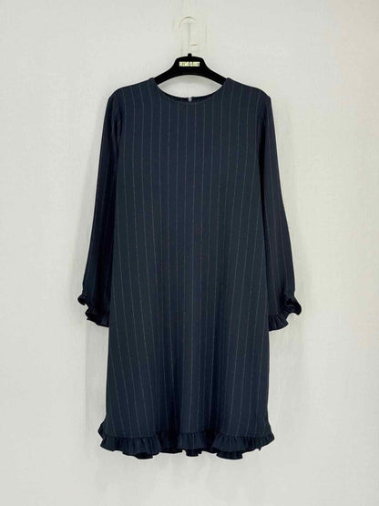 Pre-loved GANNI Navy Blue Pinstripe Size US 4 Knee Length Dress at Reems Closet