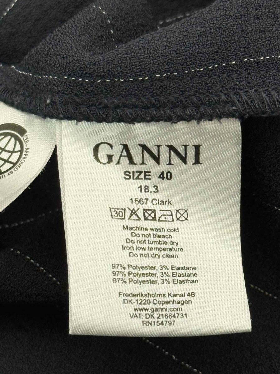 Pre-loved GANNI Navy Blue Pinstripe Size US 4 Knee Length Dress at Reems Closet