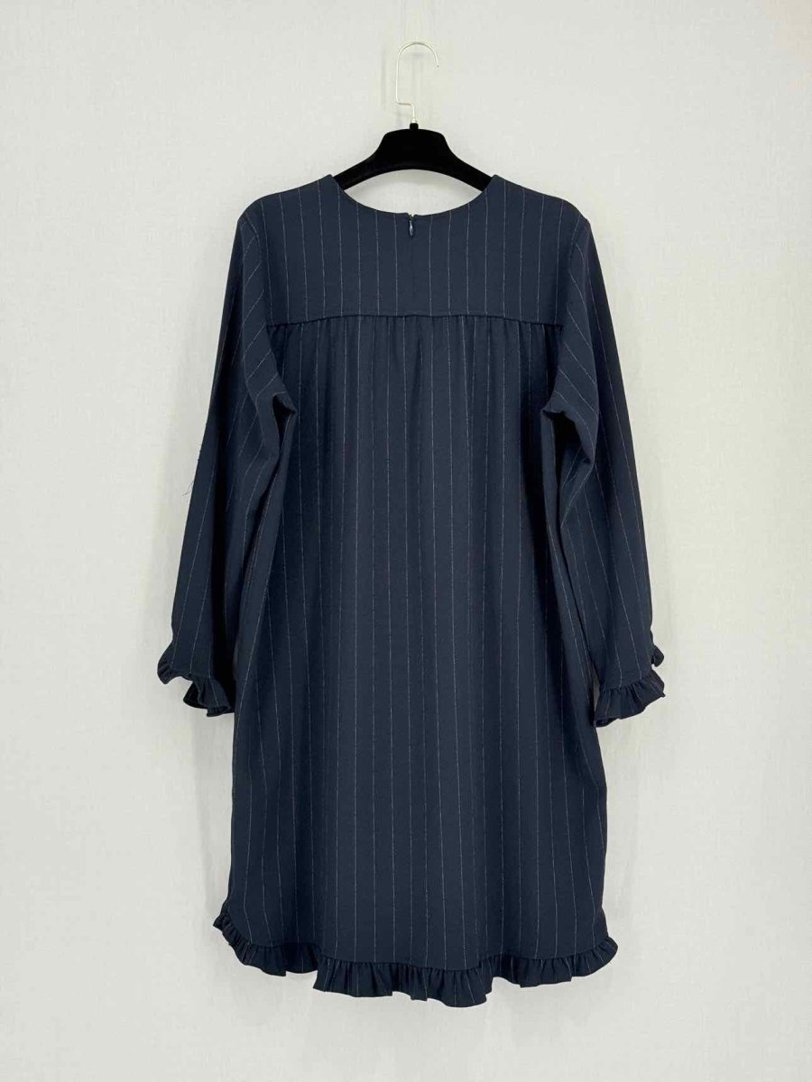 Pre-loved GANNI Navy Blue Pinstripe Size US 4 Knee Length Dress at Reems Closet