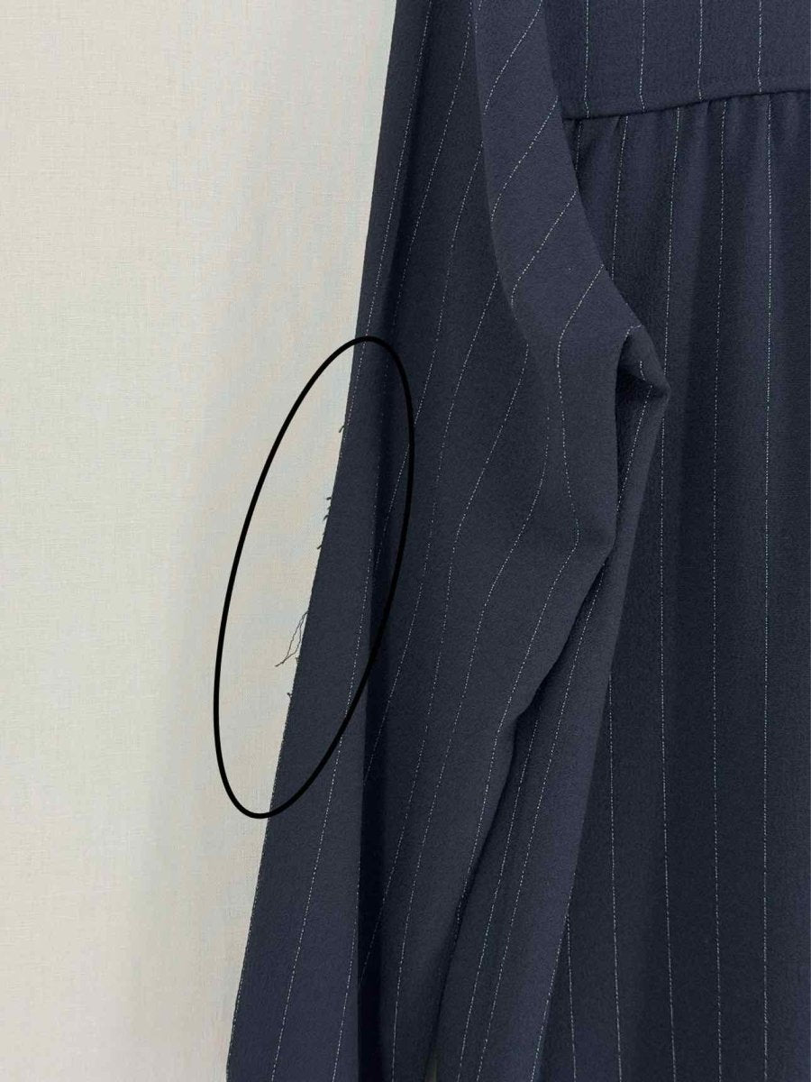 Pre-loved GANNI Navy Blue Pinstripe Size US 4 Knee Length Dress at Reems Closet