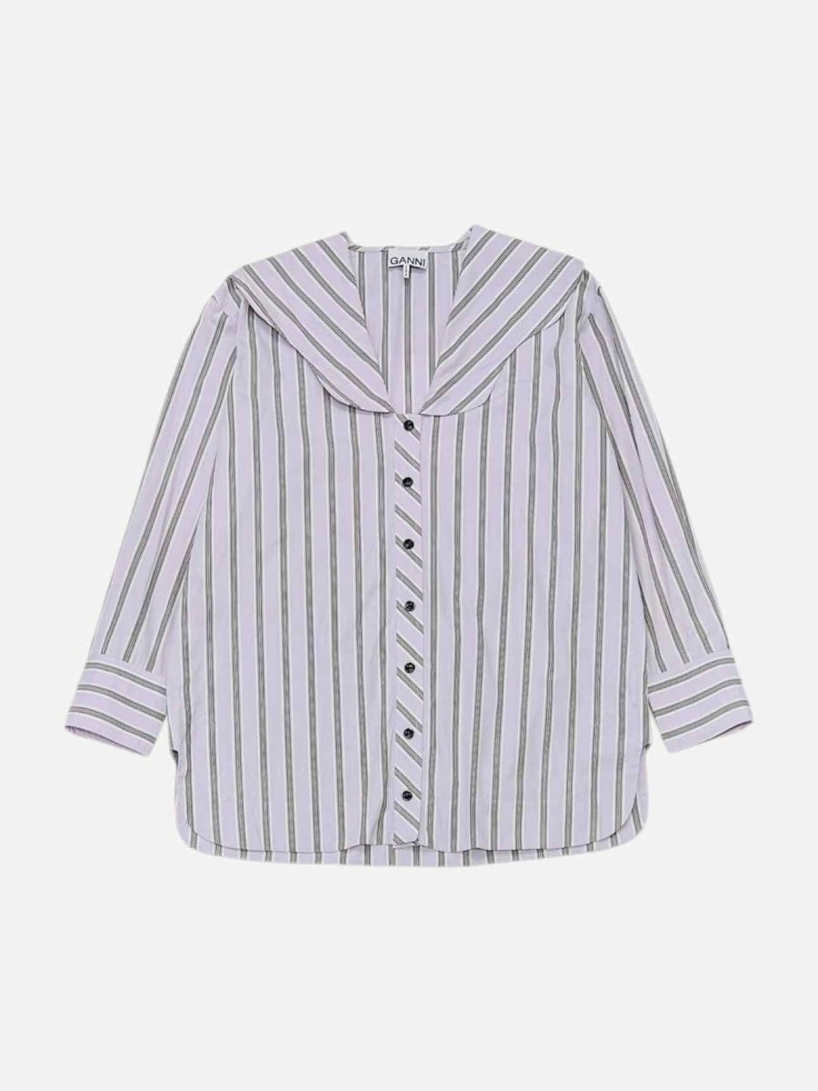 Pre - loved GANNI Purple & Brown Striped Shirt at Reems Closet