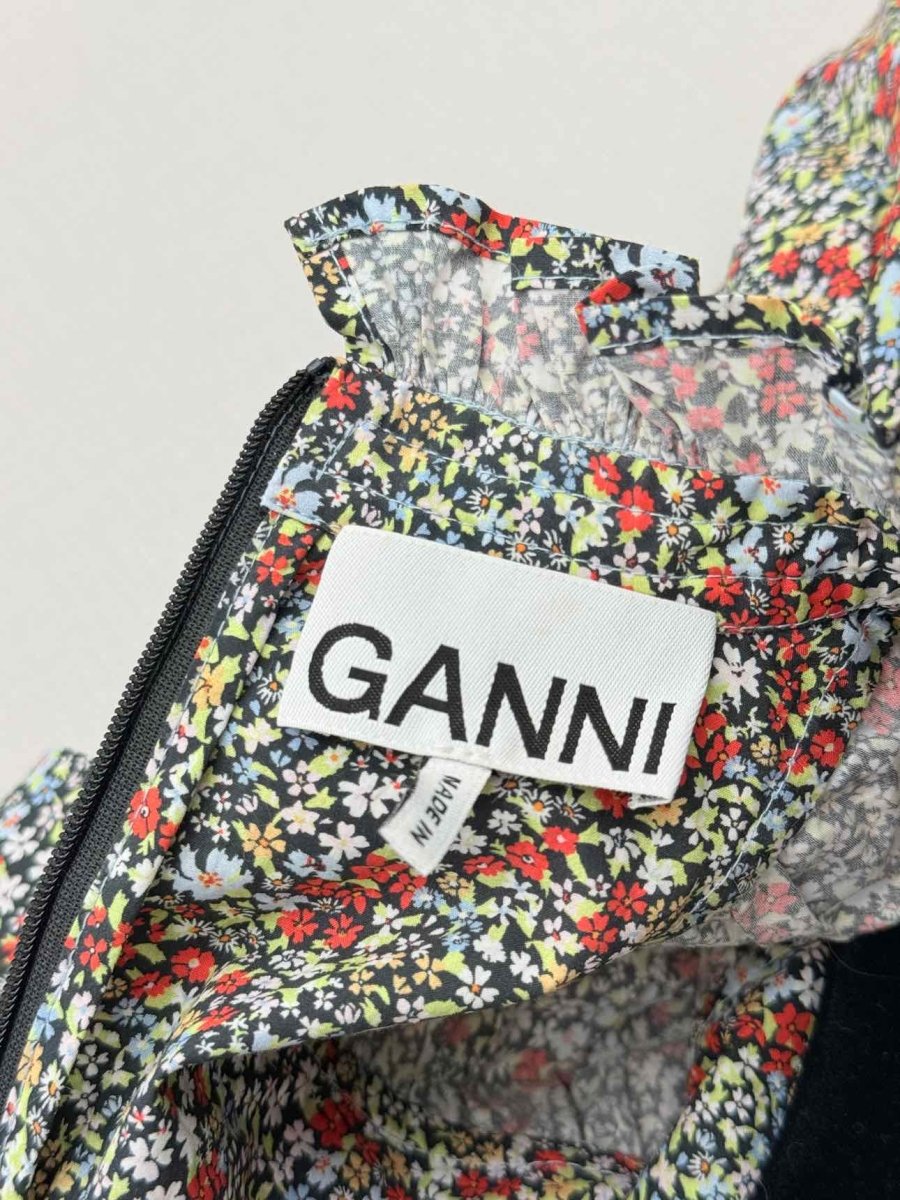 Pre - loved GANNI Red Multicolor Size US 10 Short Dress at Reems Closet