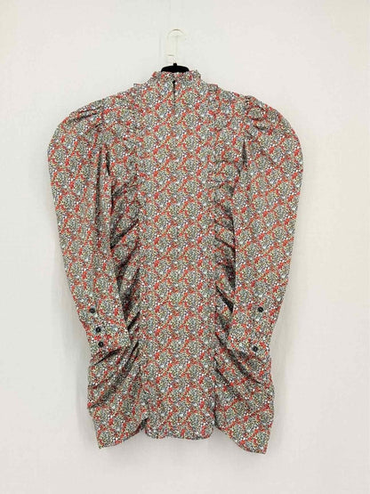 Pre - loved GANNI Red Multicolor Size US 10 Short Dress at Reems Closet