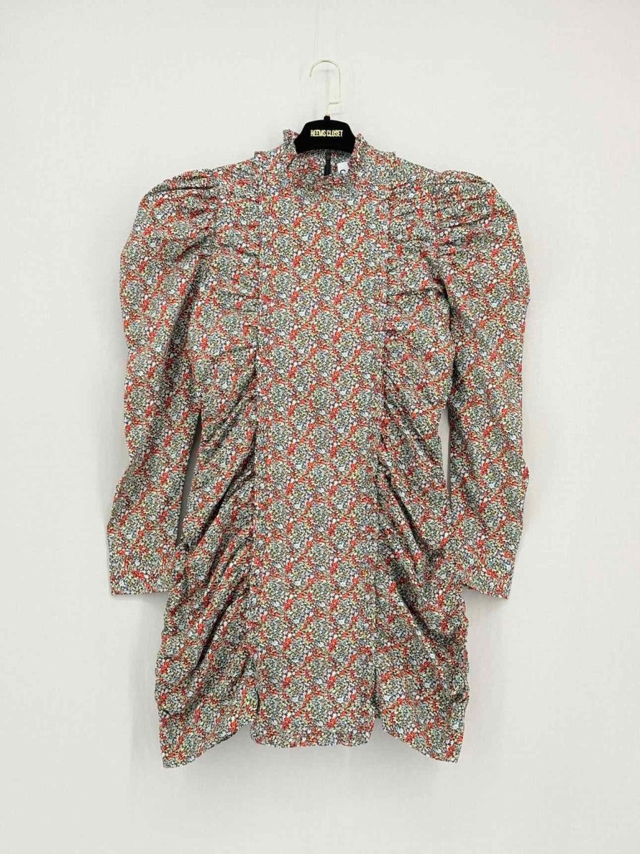 Pre - loved GANNI Red Multicolor Size US 10 Short Dress at Reems Closet