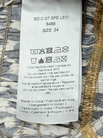 Pre - loved GANNI Smocked Black & Beige Size US 2 Midi Skirt at Reems Closet