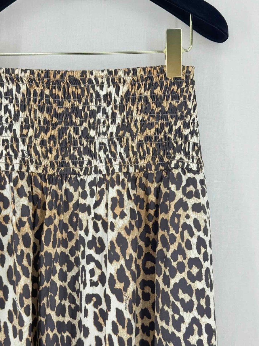 Pre - loved GANNI Smocked Black & Beige Size US 2 Midi Skirt at Reems Closet