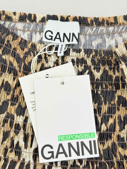 Pre - loved GANNI Smocked Black & Beige Size US 2 Midi Skirt at Reems Closet