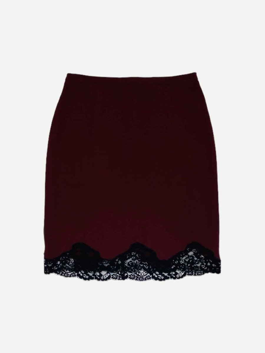 Pre - loved GERARD DAREL Burgundy & Black Knee Length Skirt at Reems Closet