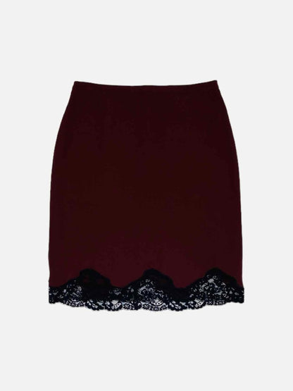 Pre - loved GERARD DAREL Burgundy & Black Knee Length Skirt at Reems Closet