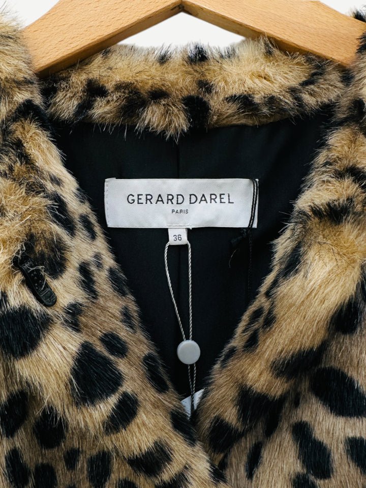 Pre - loved GERARD DAREL Faux Fur Beige & Black Leopard Coat at Reems Closet