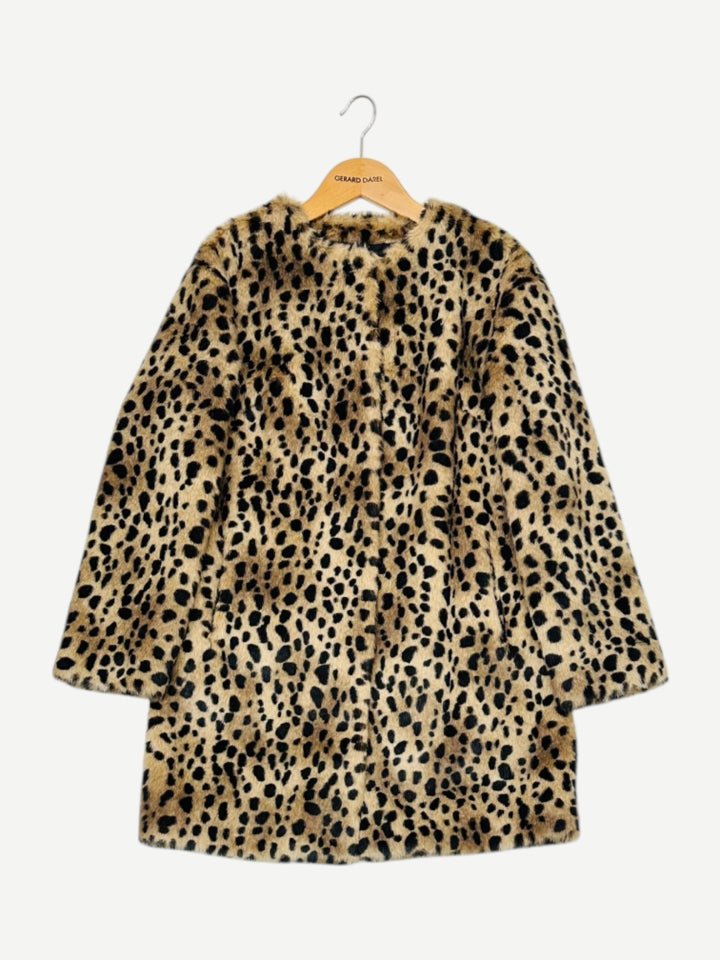 Pre - loved GERARD DAREL Faux Fur Beige & Black Leopard Coat at Reems Closet