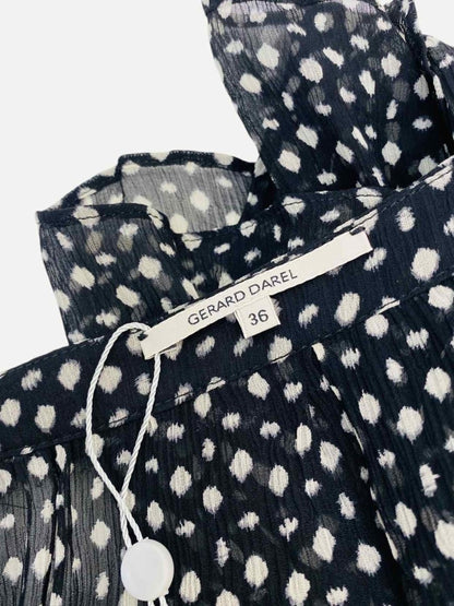 Pre - loved GERARD DAREL Sheer Black & White Printed Blouse at Reems Closet