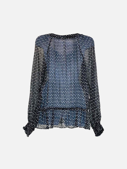 Pre - loved GERARD DAREL Sheer Black & White Printed Blouse at Reems Closet