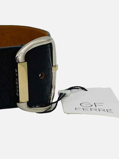 Pre - loved GF FERRE Wide Black Belt at Reems Closet