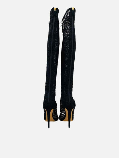 Pre - loved GIAMBATTISTA VALLI Knitted Black Knee High Boots at Reems Closet