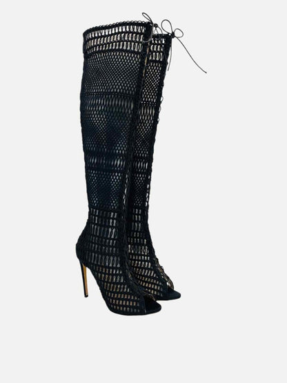 Pre - loved GIAMBATTISTA VALLI Knitted Black Knee High Boots at Reems Closet