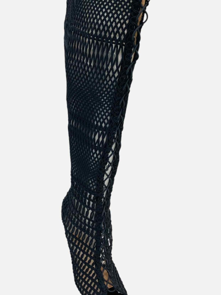 Pre - loved GIAMBATTISTA VALLI Knitted Black Knee High Boots at Reems Closet