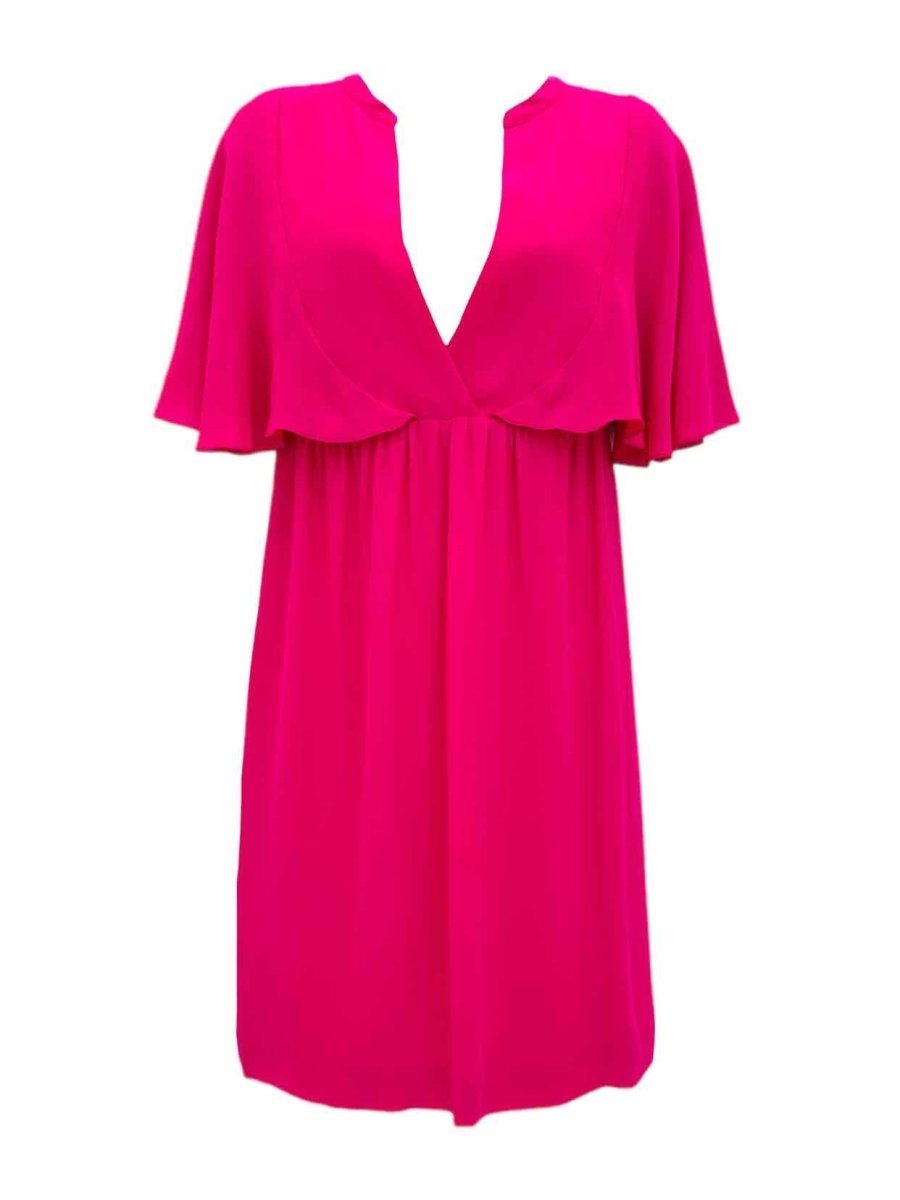 Pre - loved GIAMBATTISTA VALLI Short Sleeve Fuchsia Mini Dress at Reems Closet