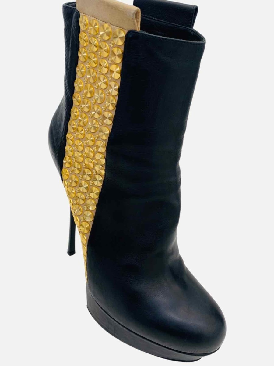 Pre - loved GIANMARCO LORENZIE Chelsea Black & Gold Ankle Boots at Reems Closet