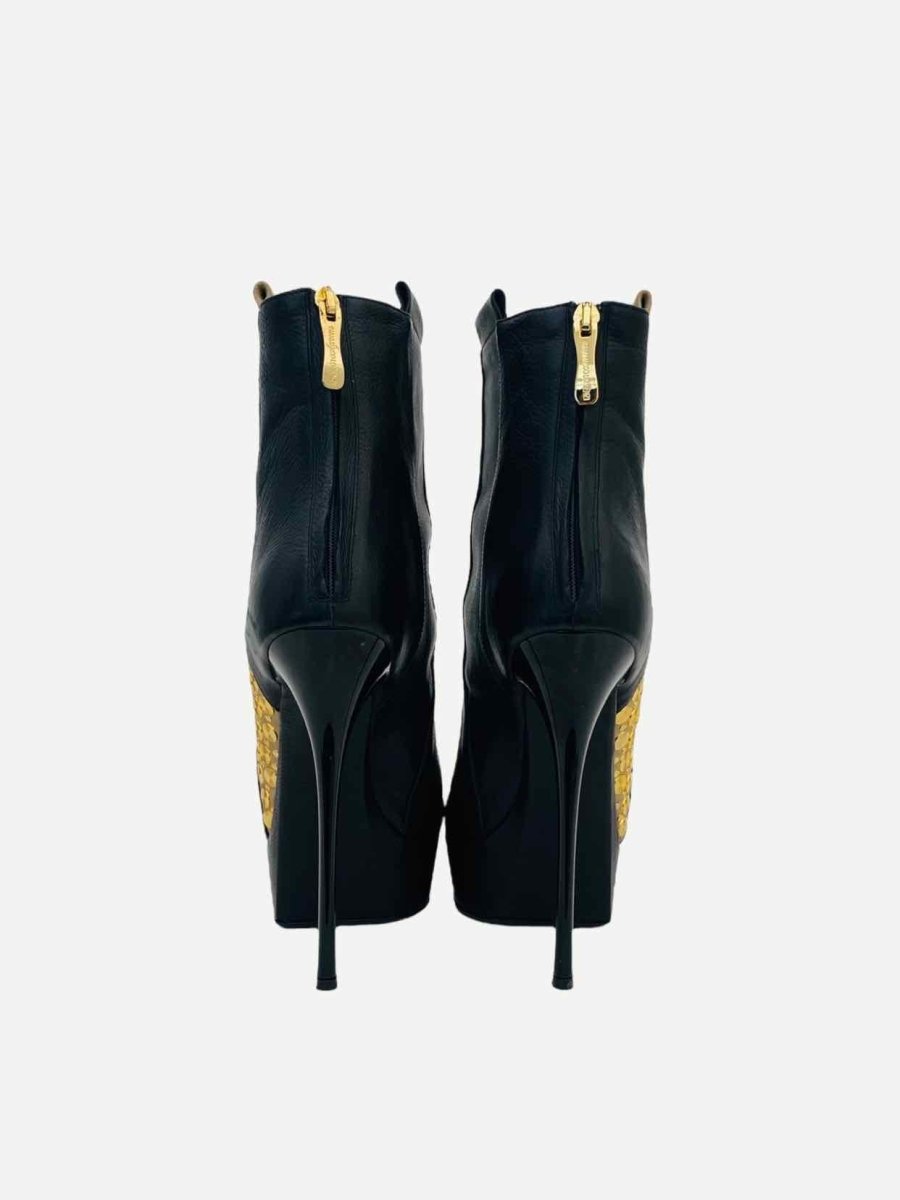 Pre - loved GIANMARCO LORENZIE Chelsea Black & Gold Ankle Boots at Reems Closet