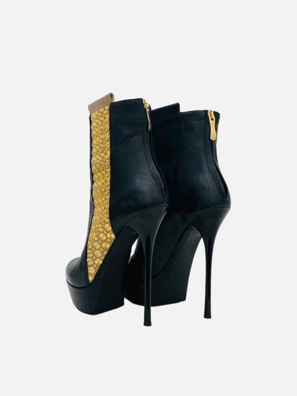 Pre - loved GIANMARCO LORENZIE Chelsea Black & Gold Ankle Boots at Reems Closet