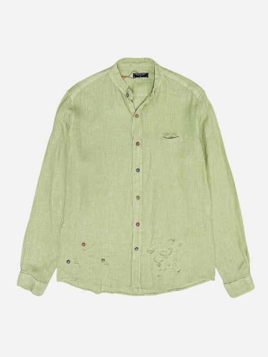 Pre - loved GIANNI LUPO Distressed Green Shirt Large at Reems Closet