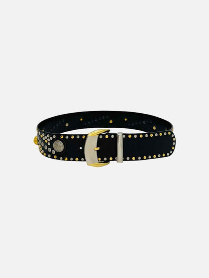 Pre - loved GIANNI VERSACE Studded Black Belt at Reems Closet