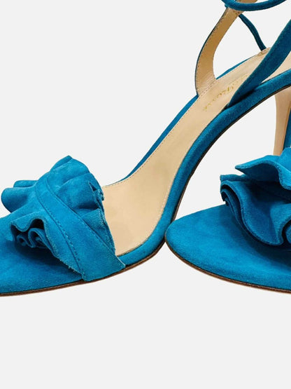 Pre - loved GIANVITO ROSSI Ankle Wrap Blue Heeled Sandals 38.5 at Reems Closet