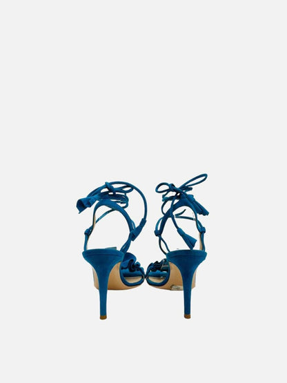 Pre - loved GIANVITO ROSSI Ankle Wrap Blue Heeled Sandals 38.5 at Reems Closet