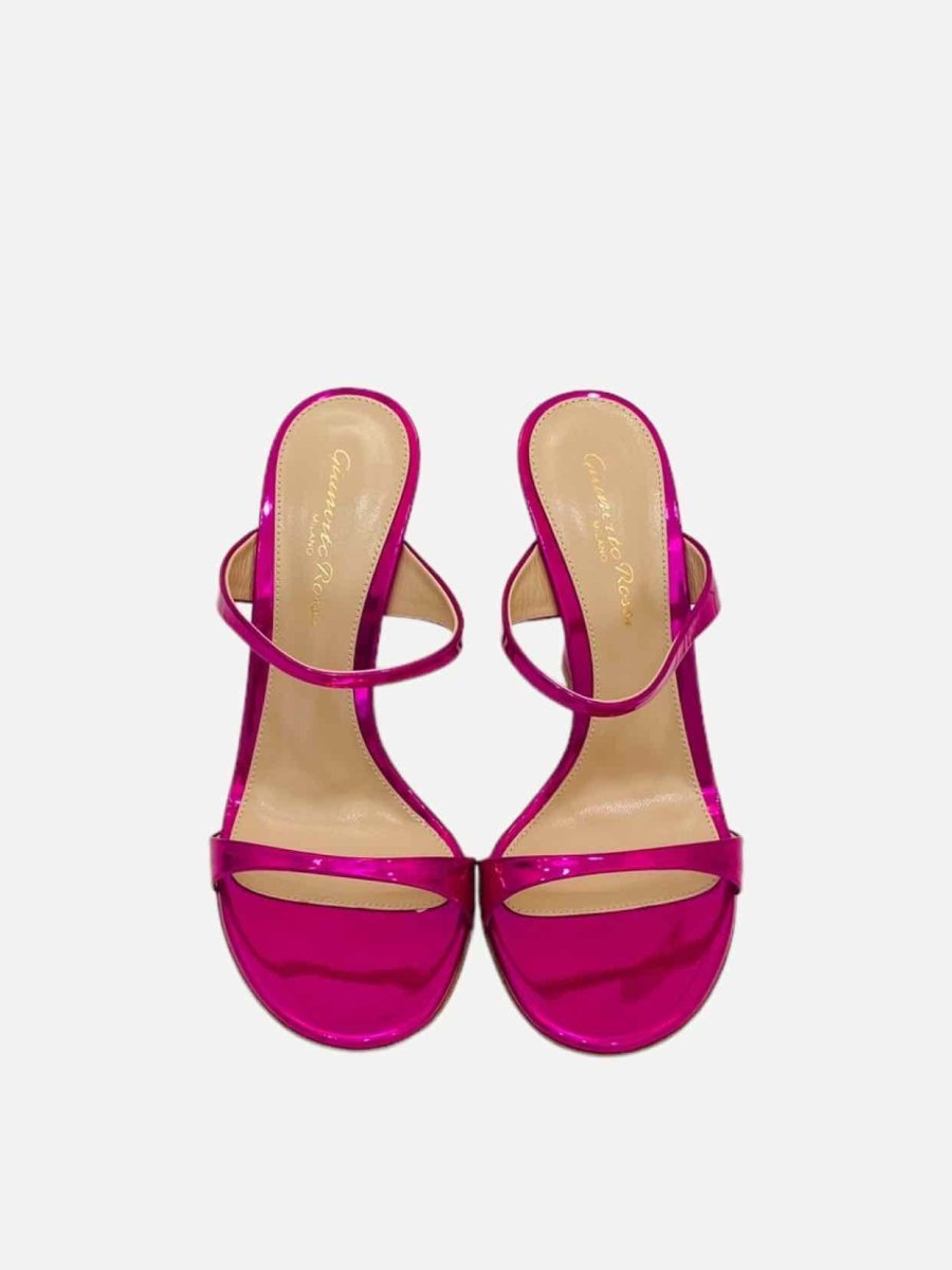 Pre - loved GIANVITO ROSSI Aura Metallic Pink Mules at Reems Closet