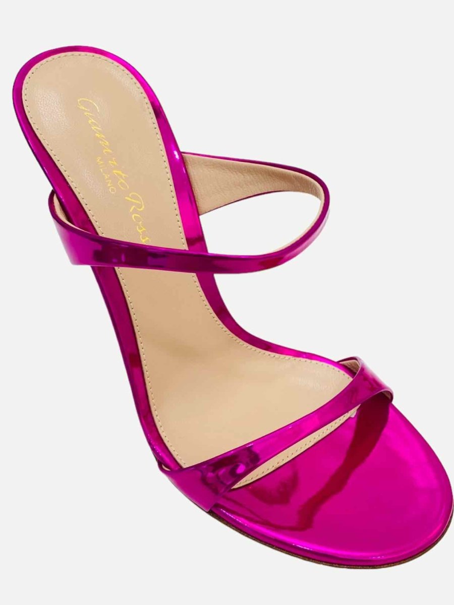 Pre - loved GIANVITO ROSSI Aura Metallic Pink Mules at Reems Closet