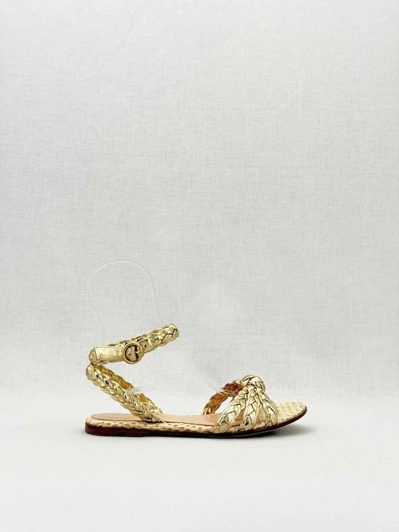 Pre - loved GIANVITO ROSSI Bee Gold Size EU 35.5 Sandals at Reems Closet
