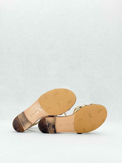 Pre - loved GIANVITO ROSSI Bee Gold Size EU 35.5 Sandals at Reems Closet