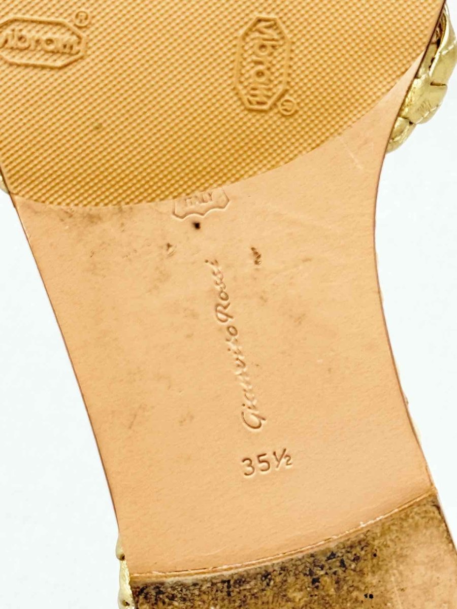 Pre - loved GIANVITO ROSSI Bee Gold Size EU 35.5 Sandals at Reems Closet
