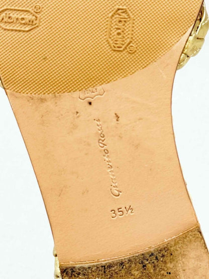 Pre - loved GIANVITO ROSSI Bee Gold Size EU 35.5 Sandals at Reems Closet