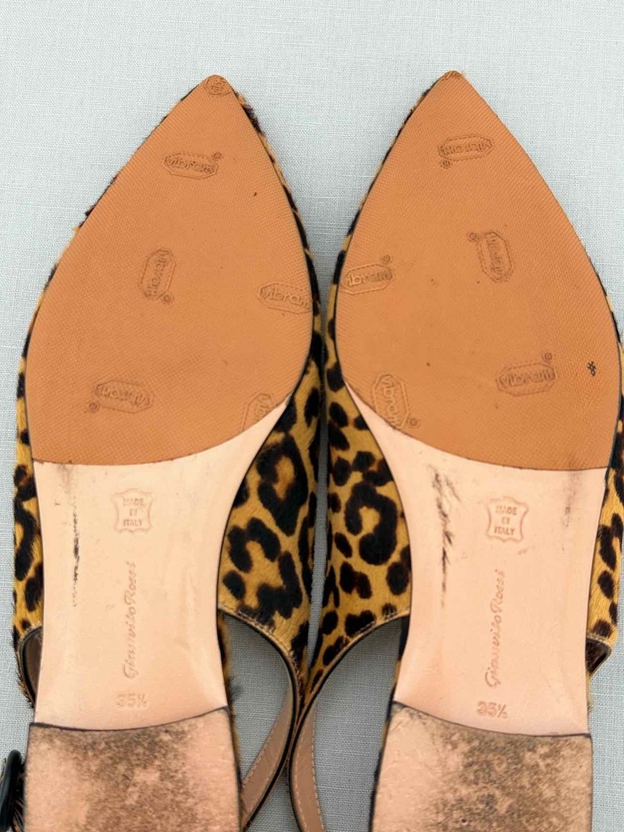Pre - loved GIANVITO ROSSI Beige & Brown Leopard Size EU 35.5 Flats at Reems Closet